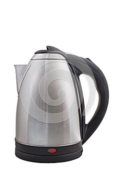 Stainless electric kettle isolated on white