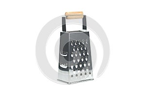 Stainless four sided box grater for kitchen isolated on white background