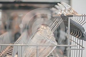 Stainless glasses for wine after cleaning in a dishwasher.