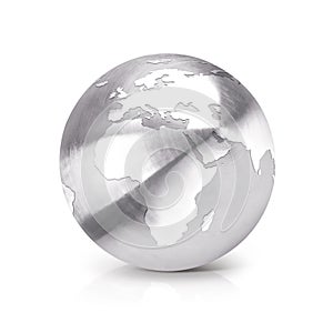 Stainless globe 3D illustration europe and africa map