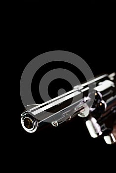 Stainless Gun or Shooter on Black Background Book Cover Style