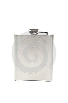 Stainless hip flask isolated