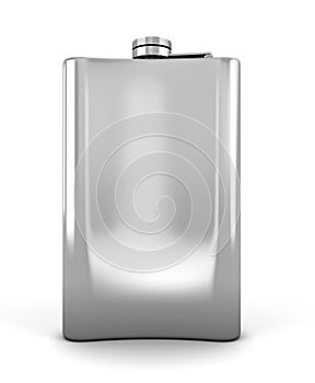 Stainless hip flask on a white background