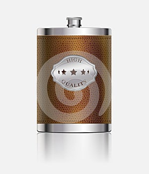 Stainless hip flask wrapped in leather