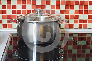 Stainless pot on cooker