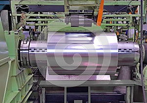 Stainless rolled steel coil during cutting  processing, Plate metal sheet industry