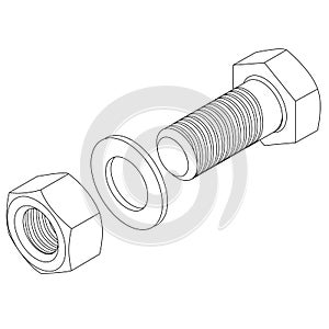 Stainless steel bolt and nut.