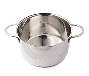 Stainless steel cooking pot pan isolated over white background