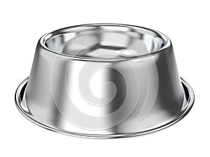 Stainless Steel Dog Bowl Isolated on White Background.