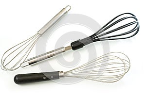 Stainless Steel Egg Whisks on White Background