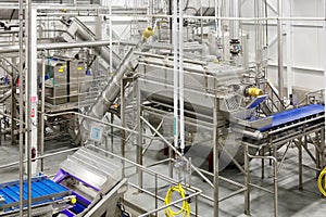 Stainless steel equipment in a food processing facility
