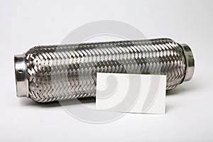 stainless steel exhaust flex pipe on white background