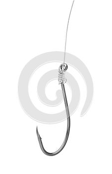 Stainless steel fishing hook isolated