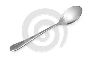 Stainless steel glossy metal kitchen spoon isolated