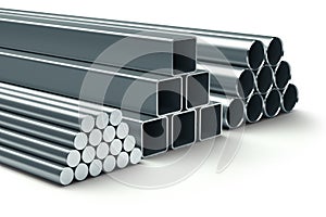 Stainless steel. Group of rolled metal. photo