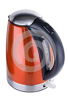 Stainless steel kettle on white background