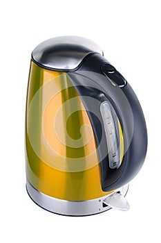 Stainless steel kettle on white background