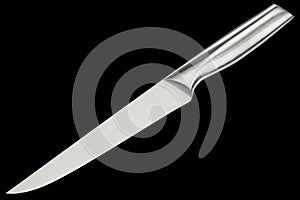 Stainless Steel Kitchen Carving Knife Isolated on Black Background