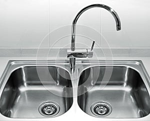 Stainless steel kitchen sink photo