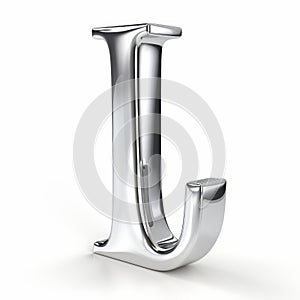 Realistic 3d Silver Letter I On White Background Photography