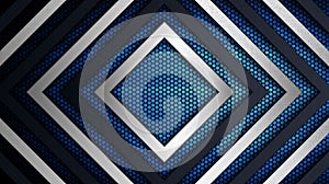 Stainless steel metal panel and hexagonal grid pattern over blue light background