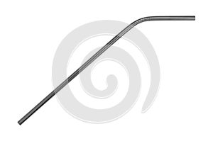 Stainless steel metal straw on a white background