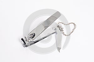 Stainless steel nail clippers isolated