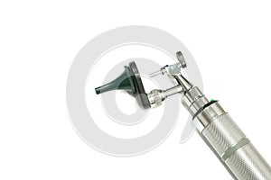 a stainless steel otoscope