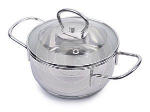 Stainless steel pan with glass lid