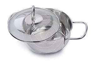 Stainless steel pan with glass lid