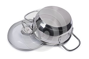 Stainless steel pan with glass lid