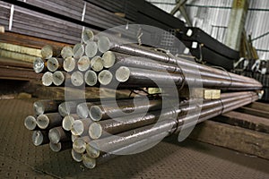 Stainless steel pipes deposited in stacks photo