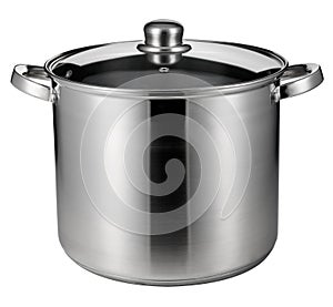 Stainless steel pot isolated on white