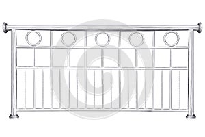 Stainless steel railing isolated on white