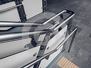 Stainless steel railing at station.Fall Protection.