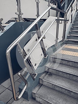 Stainless steel railing at station.Fall Protection.