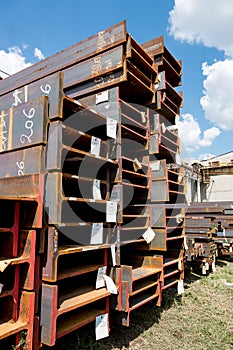 Stainless steel rails deposited in stacks