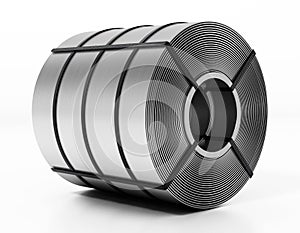 Stainless steel roll isolated on white background. 3D illustration