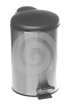 Stainless Steel Rubbish Bin Isolated