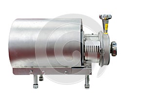 Stainless steel sanitary centrifugal water or other fluid pump for food beverage and pharmaceutical with electric motor in