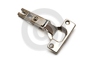 A stainless steel silver kitchen cabinet door hinge