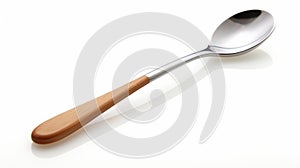 Stainless Steel Spoon With Silver And Wooden Handle