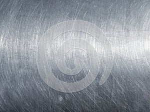 Stainless steel texture with circular scratches.