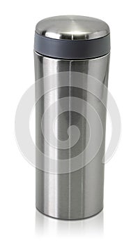 Stainless steel tumbler isolated