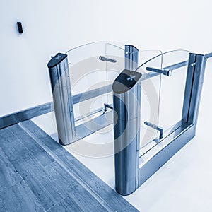 Stainless steel turnstiles.