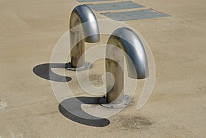Stainless steel Ventilation duct in the shape of a question mark. This involves venting the sewer or concrete cellar. does not rai