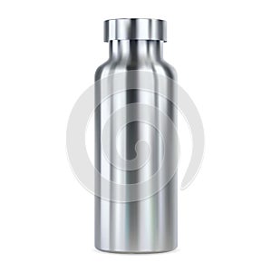 Stainless steel water bottle mockup. Thermo flask