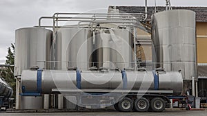 Stainless steel wine tanks and wine tanker