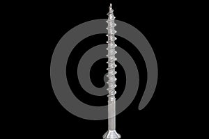 stainless steel wood screw isolated on black