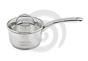 Stainless stewpot isolated on white